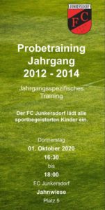 +++ FC Junkersdorf lädt Kinder der Jahrgänge 2012 - 2015 zum Schnuppertraining ein +++